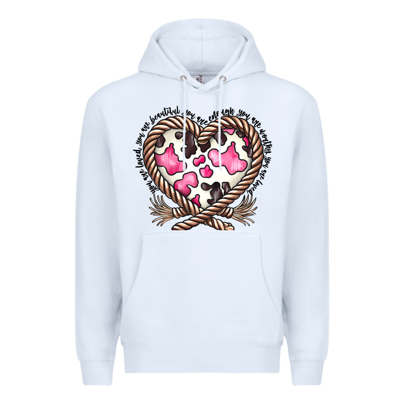 Western Cowhide Heart Premium Hoodie by CowhideDigitalArt | Teevron