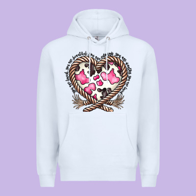 Western Cowhide Heart Premium Hoodie Designed By Cowhidedigitalart