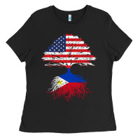 Filipino Roots American Grown Philippines Flag Gift Ladies Tee | Teevron