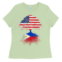 Matcha Filipino Roots American Grown Philippines Flag Gift Ladies Tee - longCreatives