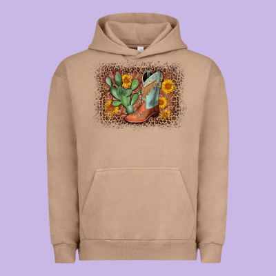 Cowboy Boots Cactus Leopard Urban Hoodie Designed By Adodesignshop