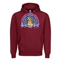 Burgundy bunny rainbow Zipper Hoodie - Artiststas