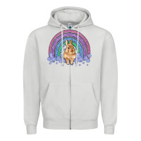 Dove Grey bunny rainbow Zipper Hoodie - Artiststas