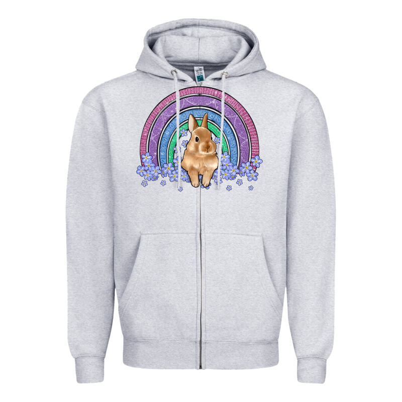 Bunny Rainbow Zipper Hoodie by Artiststas | Teevron