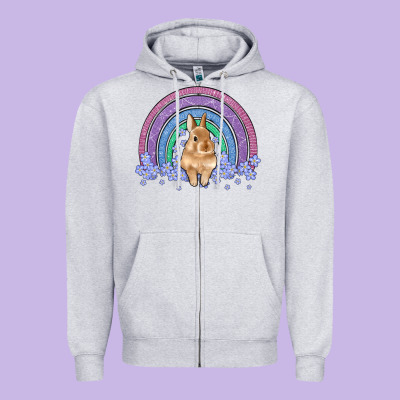 Bunny Rainbow Zipper Hoodie Designed By Artiststas