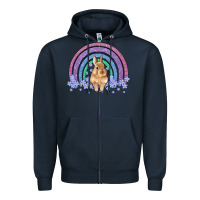 Navy bunny rainbow Zipper Hoodie - Artiststas