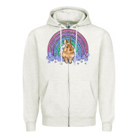 Oatmeal Heather bunny rainbow Zipper Hoodie - Artiststas