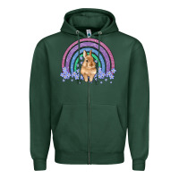 Sports Green bunny rainbow Zipper Hoodie - Artiststas
