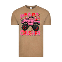 Vintage Coffee Heart crusher pink monster truck Valentine's Day Vintage Tee - HowdyJamesFarm
