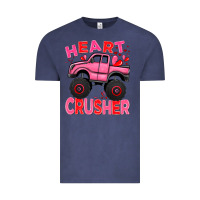 Vintage Denim Heart crusher pink monster truck Valentine's Day Vintage Tee - HowdyJamesFarm