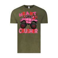 Vintage Olive Heart crusher pink monster truck Valentine's Day Vintage Tee - HowdyJamesFarm