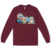 Burgundy Easter gnomes truck Long Sleeve Tee - OliviaCreatesArt