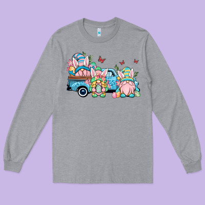 Easter Gnomes Truck Long Sleeve Tee Designed By Oliviacreatesart