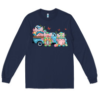 Navy Easter gnomes truck Long Sleeve Tee - OliviaCreatesArt