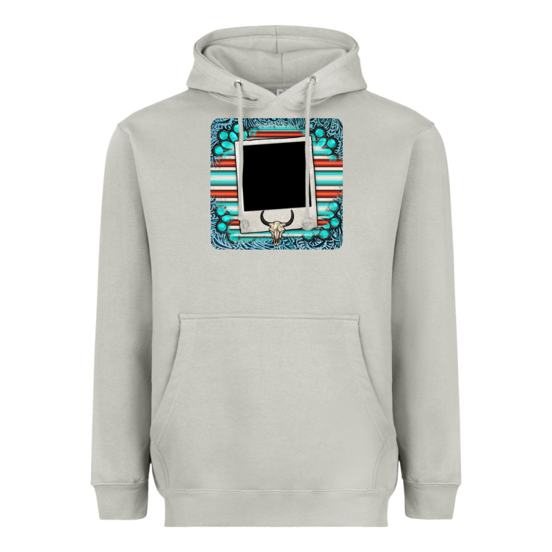Gemstone Turquoise Serape Custom Photo Frame Coaster Heavyweight Hoodie by BarkalooDesign | Teevron