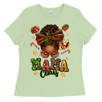 Matcha mama claus afro messy bun Ladies Tee - texasbilliewilder
