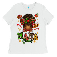 White mama claus afro messy bun Ladies Tee - texasbilliewilder
