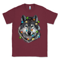 Burgundy Christmas with wolf Classic Tee - RanaPortraitStore