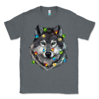 Charcoal Heather Christmas with wolf Classic Tee - RanaPortraitStore