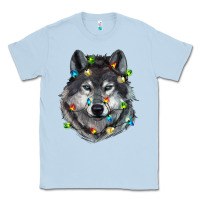 Dusty Blue Christmas with wolf Classic Tee - RanaPortraitStore
