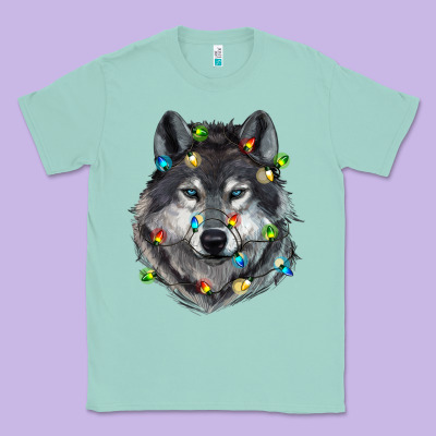 Christmas With Wolf Classic Tee Designed By Ranaportraitstore