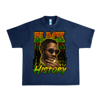 Navy Black history afro man Urban Heavy Tee - HowdyJamesFarm