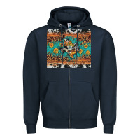 Navy bull skull texas map sunflower leopard cowhide Zipper Hoodie - Artiststas