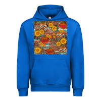 Cobalt pumpkin plaid sunflower seamless Urban Hoodie - AdoDesignShop
