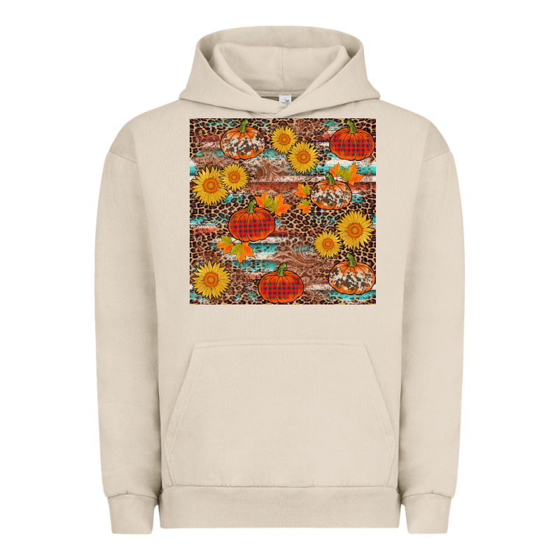 Pumpkin Plaid Sunflower Seamless Urban Hoodie by AdoDesignShop | Teevron