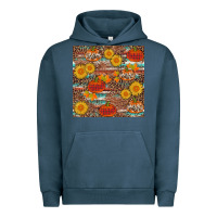Pigment Midnight Navy pumpkin plaid sunflower seamless Urban Hoodie - AdoDesignShop