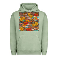 Pigment Oil Green pumpkin plaid sunflower seamless Urban Hoodie - AdoDesignShop