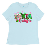 Baby Blue santa baby pink christmas Ladies Tee - texasbilliewilder