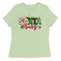 Matcha santa baby pink christmas Ladies Tee - texasbilliewilder