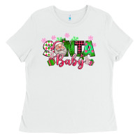 White santa baby pink christmas Ladies Tee - texasbilliewilder