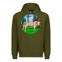 Army Green Christmas Charolais Bull And Barnyard Premium Hoodie - RanaPortraitStore