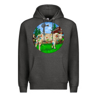 Charcoal Heather Christmas Charolais Bull And Barnyard Premium Hoodie - RanaPortraitStore