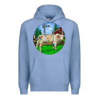 Colony Blue Christmas Charolais Bull And Barnyard Premium Hoodie - RanaPortraitStore