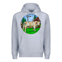 Heather Grey Christmas Charolais Bull And Barnyard Premium Hoodie - RanaPortraitStore