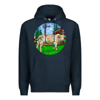 Navy Christmas Charolais Bull And Barnyard Premium Hoodie - RanaPortraitStore