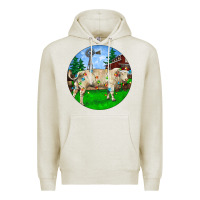 Oatmeal Heather Christmas Charolais Bull And Barnyard Premium Hoodie - RanaPortraitStore