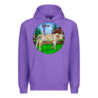 Purple Christmas Charolais Bull And Barnyard Premium Hoodie - RanaPortraitStore