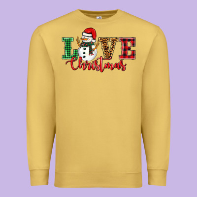 Love Christmas Snowman Premium Sweatshirt Designed By Barkaloodesign