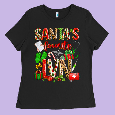 Santa's Favorite Lvn Ladies Tee Designed By Texasbilliewilder