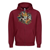Burgundy bull skull leopard cowhide sunflower texas map Zipper Hoodie - Artiststas