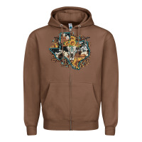 Chestnut bull skull leopard cowhide sunflower texas map Zipper Hoodie - Artiststas