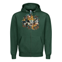 Sports Green bull skull leopard cowhide sunflower texas map Zipper Hoodie - Artiststas