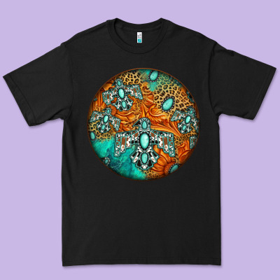 Western Pattern Circle Premium Tee Designed By Jasminsmagicworld