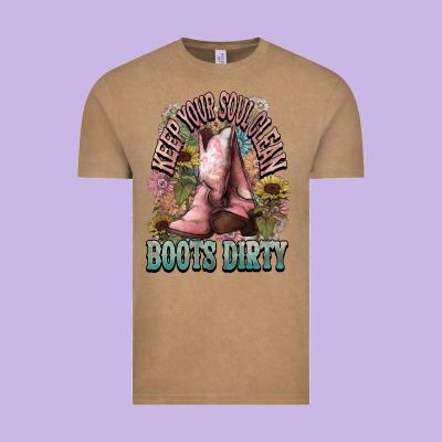 Keep Your Soul Clean Boots Dirty Cowboy Western Vintage Tee Designed By Howdyjamesfarm