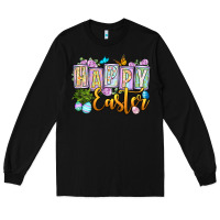 Black Happy Easter Long Sleeve Tee - OliviaCreatesArt