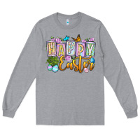 Heather Grey Happy Easter Long Sleeve Tee - OliviaCreatesArt